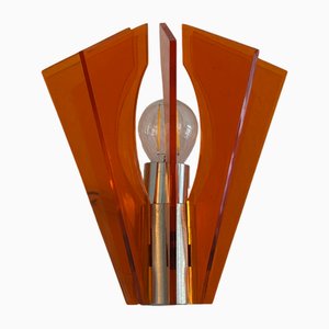 Lampada da parete in vetro acrilico arancione di Erich Klemm per Aka Electric, anni '70