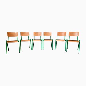 Chaises de Cuisine Style Industriel Vertes, Set de 6