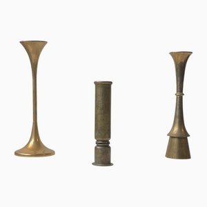 Danish Modernist Candlesticks in Brass, 1960s, Set of 3