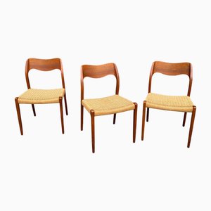 Scandinavian Teak No. 77 Chair with Danish Cord Seat by Niels Otto (N. O.) Møller for J.L. Møllers, 1970s