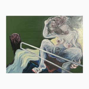 Henri Ren, Expressionist Portrait, 1983, Oil on Canvas, 130cm x 98cm