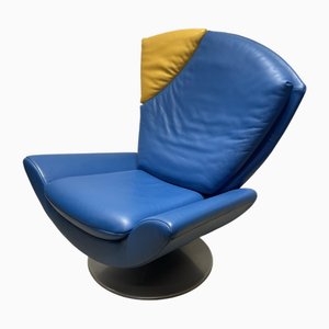 Silla giratoria vintage de cuero de Rolf Benz