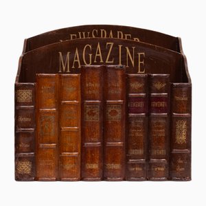 Oak Faux Book Front Magazine Holder, 1970s