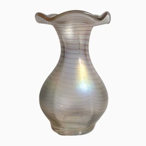 Irisierende Glasvase von Gallo Jugendstil, 1980er