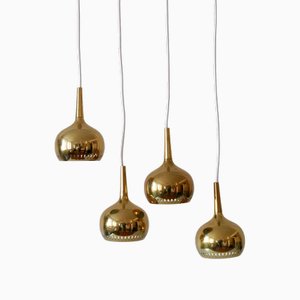 Mid-Century Modern Brass Pendant Lamps attributed to Hans-Agne Jakobsson, Sweden, 1960s, Set of 4
