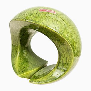 Vintage Green Sculpture Vase by Roberto Rigon for Bertoncello, 1950s