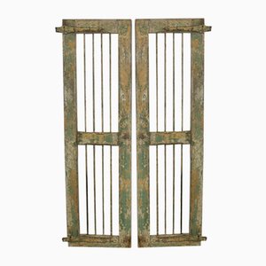 Antique Wooden and Iron Window Shutters, Set of 2