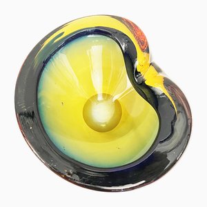 Vintage Yellow and Blue Murano Ashtray, 1960s
