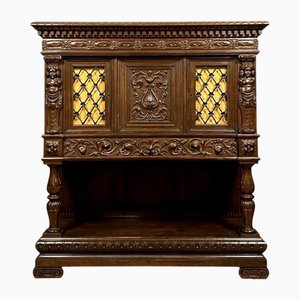 Cajonera estilo renacentista de nogal y roble, 1850