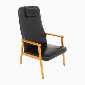 Scandinavian Armchair in Imitation Leather, Sweden, 1960