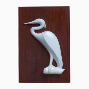 Crane Wall Decoration in Teak and Porcelain from Sgrafo Modern, 1960s