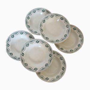 Steingut Suppenteller von Galeries Ennegé Paris, 1930er, 6er Set