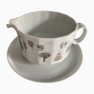 Rut Bryk Artist Service Form Polygon Winter Travel Gravy Boat by Tapio Wirkkala for Rosenthal, 1983, Set of 2