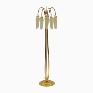 Mid-Century Modern Floor Lamp with 5 Glass Shades, Italy, 1950s