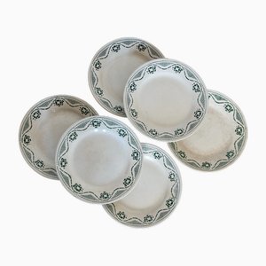Iron Earth Flat Plates from Galeries Ennegé Paris, 1930s, Set of 6