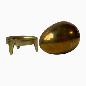 Mid-Century Ei Ornament und Ständer aus Bronze von Illums Bolighus, 1960er, 2er Set