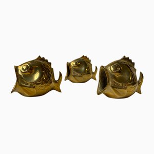Fischfiguren oder Aschenbecher aus Messing, 1980er, 3 . Set