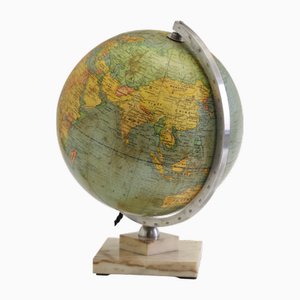 Mappamondo Art Déco vintage di Girard & Barrère, anni '40