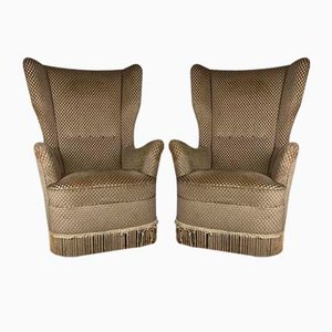 Italienische Vintage Stühle aus Beige Samt, 1950er, 2er Set