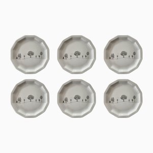 Rut Bryk Artist Service Form Polygon Winter Travel Breakfast Plates by Tapio Wirkkala for Rosenthal, 1983, Set of 6