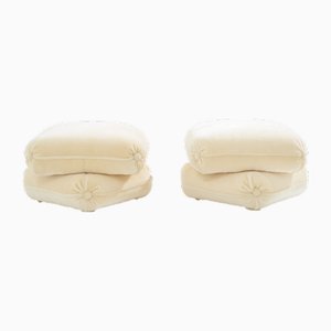 Set of Ottomans in Mohair and Velvet by Jacques Charpentier for Maison Jansen, 1970s
