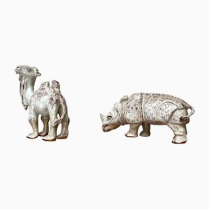 German Studio Pottery Camel and Rhino Figures from Hamelner Töpferei, 1970s, Set of 2