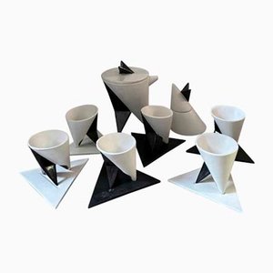 Black and White Coffee Set from Taruschio, 1990s, Set of 8