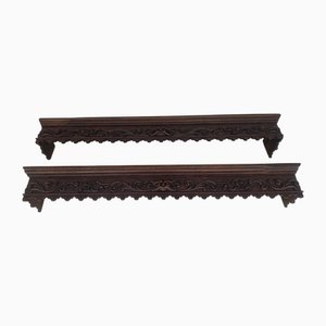 Antique Neo-Renaissance Wooden Curtain Rod Covers, 1890s, Set of 2