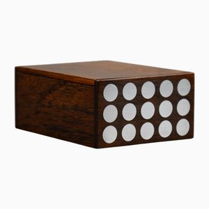 Mid-Century Modern Danish Jatoba and Silver Cigarette Box by Hans Hansen, 1960