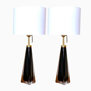 Große schwedische Modell Rd1319 Tischlampen aus Kunstglas von Carl Fagerlund für Orrefors, 1950er, 2er Set