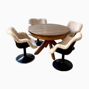 Mid-Century Modern Brutalist Dining Room Group by Yrjö Kukkapuro for Haimi, 1960s, Set of 5