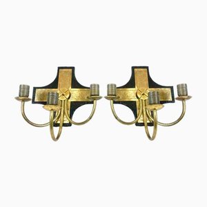 Vintage Church Brass Wall Lamps, 1970s, Set of 2