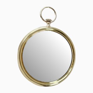 Decorative Brass and Bronze Pocket Watch-Style Wall Mirror