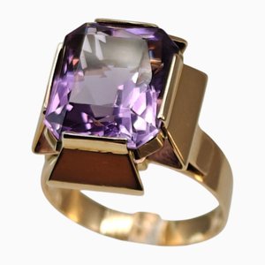 Anillo vintage de amatista de oro, 1946
