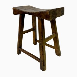 Antique Rustic Elm Stool