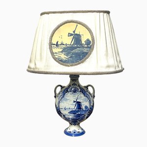 Porcelain & Fabric Table Lamp from Royal Delft, 1960s