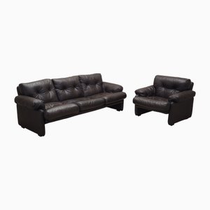 Set of Italian Leather Living Room Set by Tobia Scarpa for B&b Italia / C&b Italia, 1960s