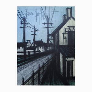 Bernard Buffet, The Village Road, Original Lithograph, 1967