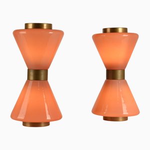 Vintage Table Lamps in Pink Murano, 1950s, Set of 2