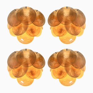 Wall Sconces with Amber Murano Discs, 1990, Set of 4