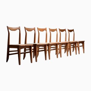 Vintage French Dining Chairs in Oak by Guillerme & Chambron for Votre Maison, 1960s, Set of 6