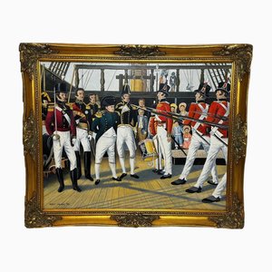 Napoleon Bonaparte Inspecting Royal Marines on Ship HMS Bellerophon, July 1815, Large Oil Painting, Framed