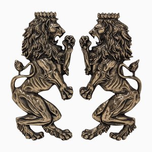 Leoni in bronzo, set di 2
