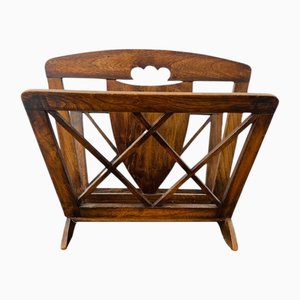 Vintage French Magazine Rack in Oak, 1950s
