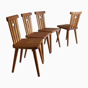 Rustikale Kiefernholz Stühle von Goran Malmvall, Schweden, 1940er, 4er Set