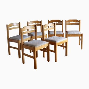 Minimalist Pine Dining Chairs, Sweden, 1960s, Set of 6