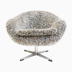Grauer Drehsessel mit Sternfuß aus Metall, 1970er