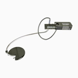 Alogena Adjustable Table Lamp in Black Plastic and Chrome Plated Metal by B. Gecchelin for Oluce, 1970s