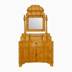 Early 19th Century Biedermeier Birch Vanity Dressing Cabinet, 1830s