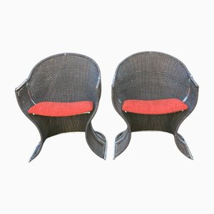 Venus Stühle aus Pieff aus Korbgeflecht & Chrom, 1980, 2er Set
